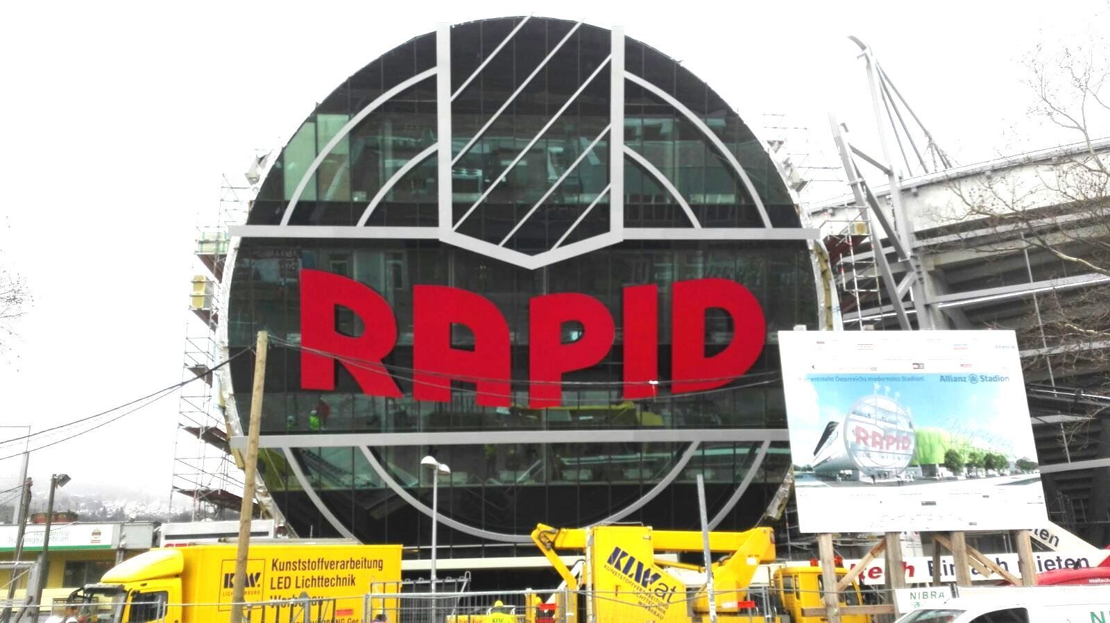 Rapid Wien unbeleuchteter Aluminiumschriftzug Allianz Stadion