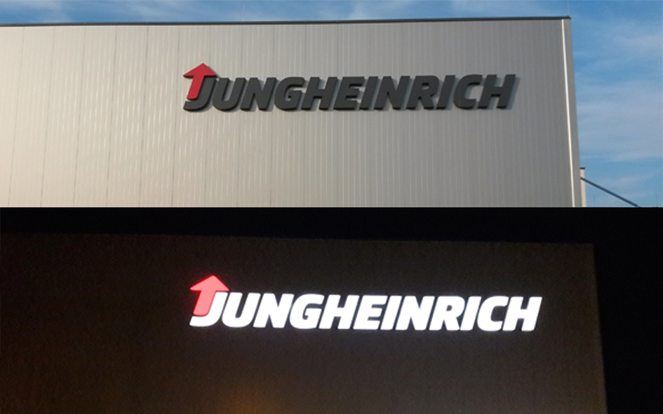 Frontleuchter Jungheinrich – Tag- und Nachtansicht