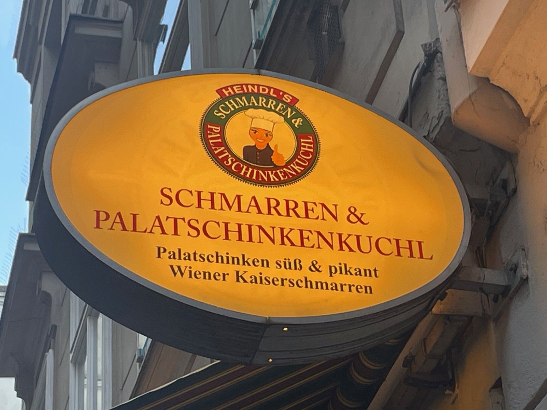 Heindl's Schmarren & Palatschinkenkuchl ovales Steckschild