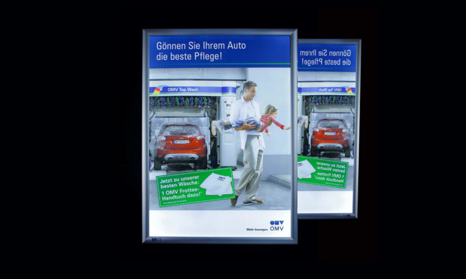 LED Posterrahmen OMV Top Wash – beleuchtetes Werbeposter