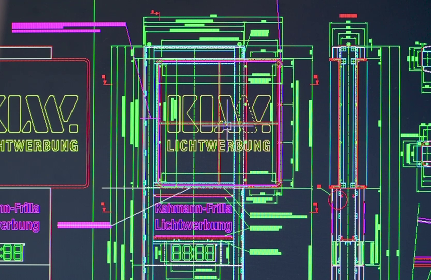 Technische CAD-Planung eines KLW Leuchtschilds