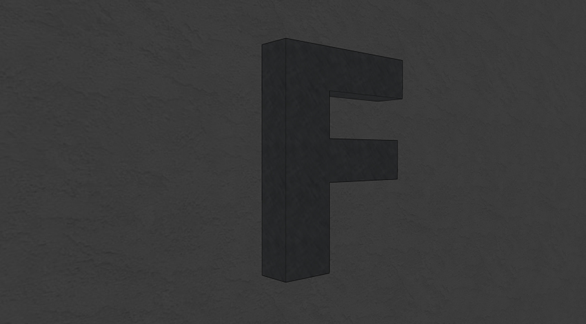 Profil 01 – Buchstabe F auf dunkler Wand