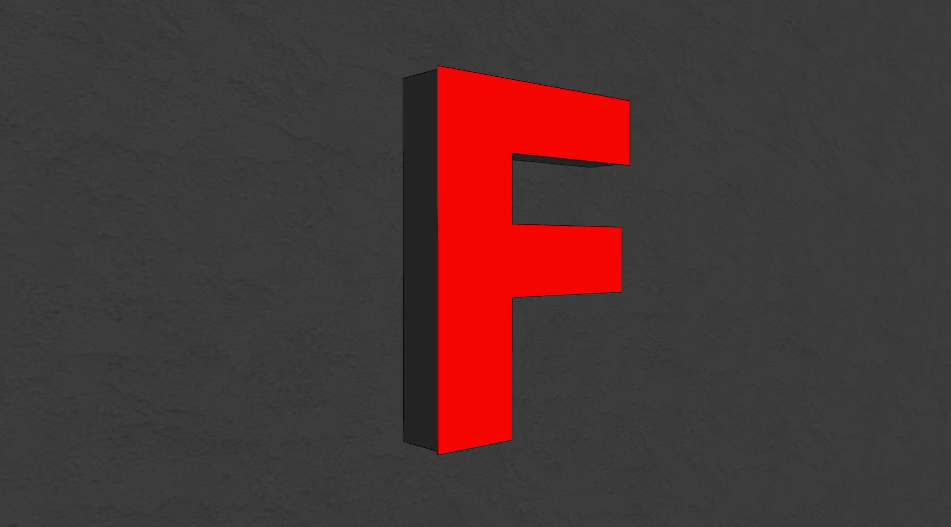 Profil 4 spezial – rahmenloser beleuchteter Buchstabe F auf dunkler Wand