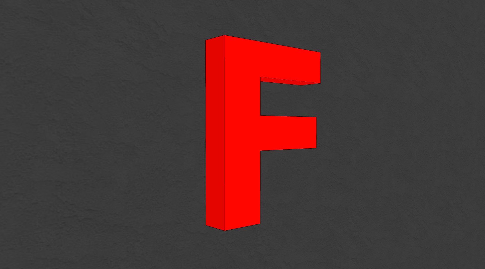 Profil 8 – beleuchteter Buchstabe F auf dunkler Wand
