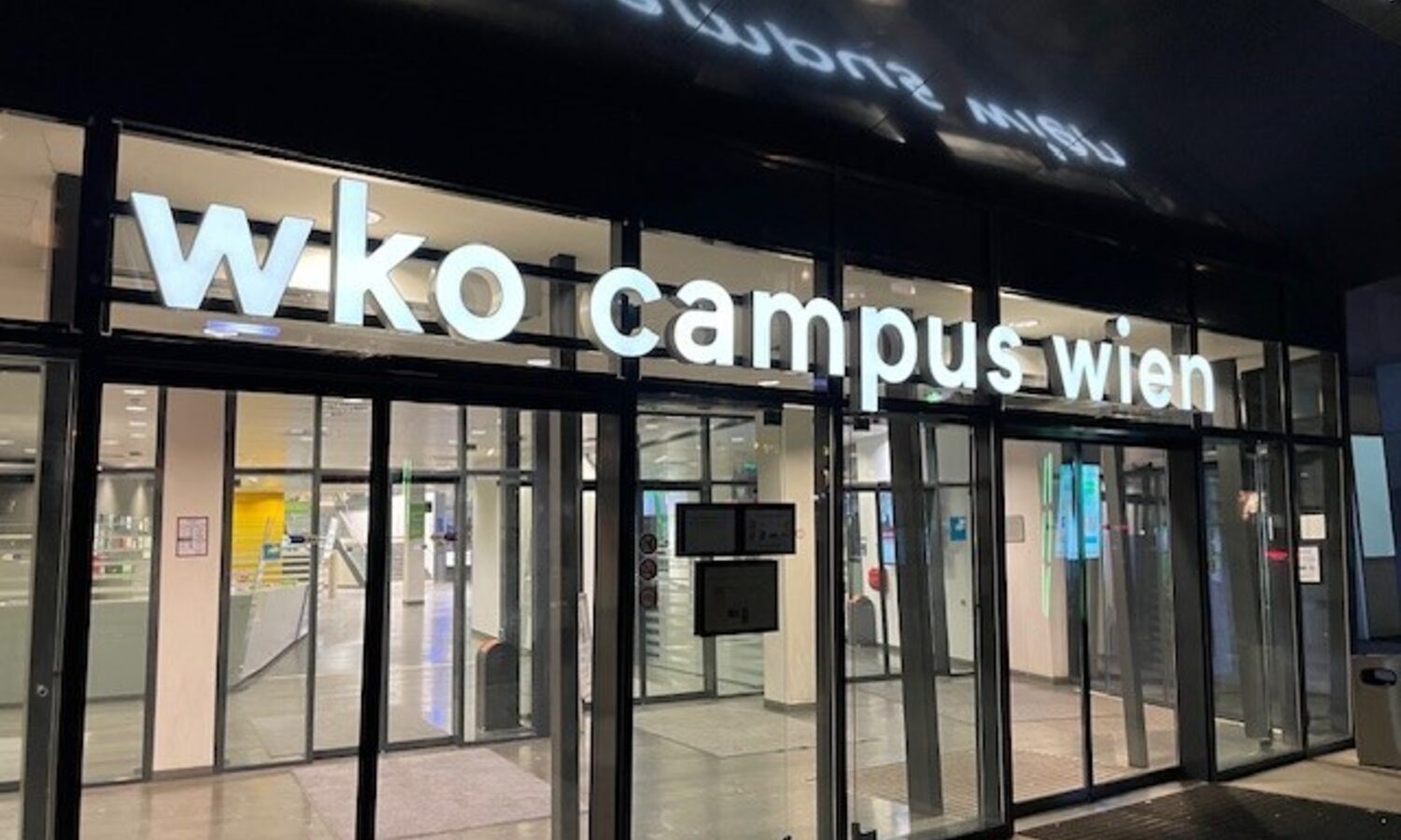 Einzelbuchstaben WKO Campus Wien – weiße Frontleuchter