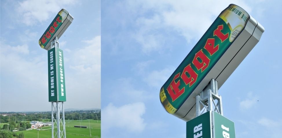 EGGER Bier Werbeturm in Bierdosen-Form