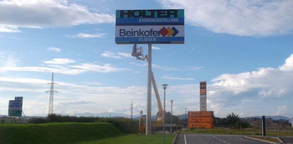 HOLTER Werbeturm Schleuderbetonmast
